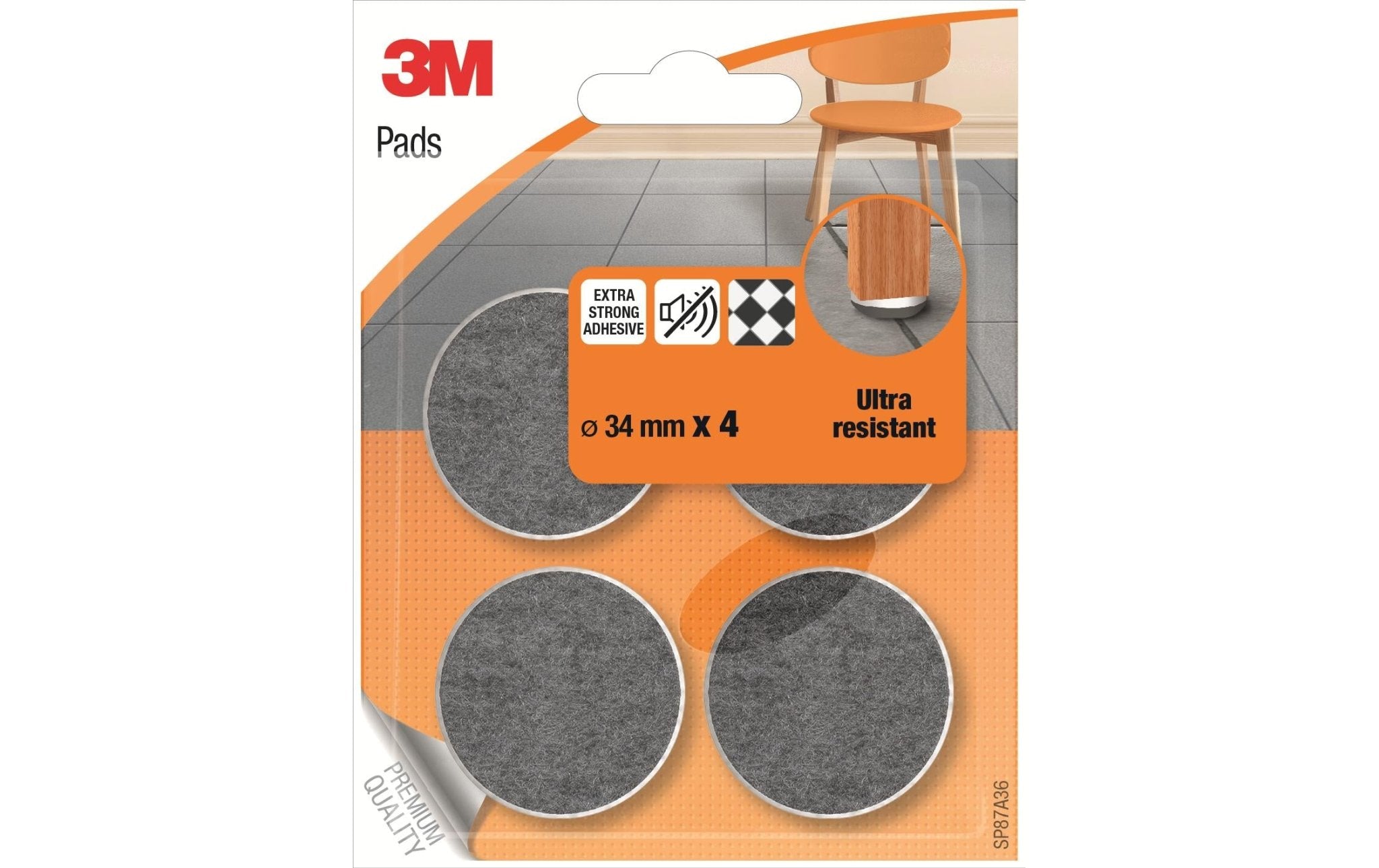 3M Grau/weiss, 4 Stück Ø 34mm, ULTRA RES. - eShoppen GmbH